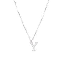 Simple Style Letter Stainless Steel Plating Inlay Zircon White Gold Plated Gold Plated Pendant Necklace sku image 48
