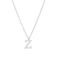 Simple Style Letter Stainless Steel Plating Inlay Zircon White Gold Plated Gold Plated Pendant Necklace sku image 49