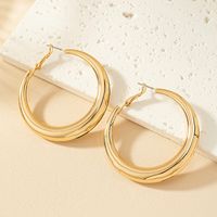 1 Pair Simple Style Commute Round Plating Alloy Gold Plated Hoop Earrings main image 9