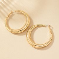 1 Pair Simple Style Commute Round Plating Alloy Gold Plated Hoop Earrings main image 5