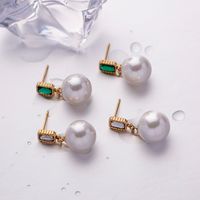 1 Pair Ig Style Lady Pearl Plating Inlay Stainless Steel Zircon Drop Earrings main image 5