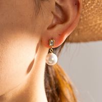 1 Pair Ig Style Lady Pearl Plating Inlay Stainless Steel Zircon Drop Earrings main image 3