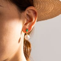 1 Pair Ig Style Lady Pearl Plating Inlay Stainless Steel Zircon Drop Earrings main image 4