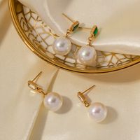 1 Pair Ig Style Lady Pearl Plating Inlay Stainless Steel Zircon Drop Earrings main image 6