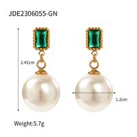 1 Pair Ig Style Lady Pearl Plating Inlay Stainless Steel Zircon Drop Earrings sku image 1