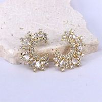 1 Pair Elegant Streetwear Butterfly Inlay Copper Artificial Diamond Gold Plated Earrings sku image 1