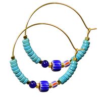 1 Pair Casual Vacation Color Block Beaded Plating Three-dimensional Artificial Gemstones Alloy Hoop Earrings main image 2