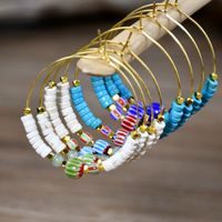 1 Pair Casual Vacation Color Block Beaded Plating Three-dimensional Artificial Gemstones Alloy Hoop Earrings main image 1