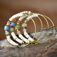 1 Pair Casual Vacation Color Block Beaded Plating Three-dimensional Artificial Gemstones Alloy Hoop Earrings main image 3