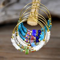 1 Pair Casual Vacation Color Block Beaded Plating Three-dimensional Artificial Gemstones Alloy Hoop Earrings main image 7