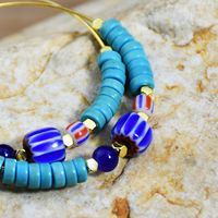 1 Pair Casual Vacation Color Block Beaded Plating Three-dimensional Artificial Gemstones Alloy Hoop Earrings main image 4