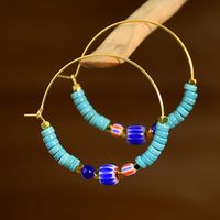 1 Pair Casual Vacation Color Block Beaded Plating Three-dimensional Artificial Gemstones Alloy Hoop Earrings sku image 1