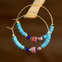 1 Pair Casual Vacation Color Block Beaded Plating Three-dimensional Artificial Gemstones Alloy Hoop Earrings sku image 2