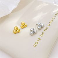 1 Pair Simple Style Ball Patchwork Plating Stainless Steel White Gold Plated Gold Plated Ear Studs main image 4