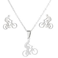 Simple Style Classic Style Sports Bicycle Stainless Steel Plating 18k Gold Plated Earrings Necklace Jewelry Set sku image 1