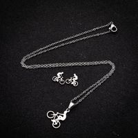 Simple Style Classic Style Sports Bicycle Stainless Steel Plating 18k Gold Plated Earrings Necklace Jewelry Set main image 4