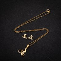 Simple Style Classic Style Sports Bicycle Stainless Steel Plating 18k Gold Plated Earrings Necklace Jewelry Set main image 3