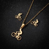 Simple Style Classic Style Sports Bicycle Stainless Steel Plating 18k Gold Plated Earrings Necklace Jewelry Set main image 1