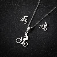 Simple Style Classic Style Sports Bicycle Stainless Steel Plating 18k Gold Plated Earrings Necklace Jewelry Set main image 2