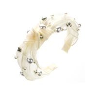 Sweet Irregular Cloth Inlay Artificial Pearls Hair Band sku image 1