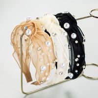 Sweet Irregular Cloth Inlay Artificial Pearls Hair Band main image 1