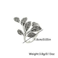 Antique Silver Elegant Leaf Inlay Zircon Open Rings sku image 8