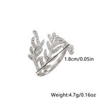 Antique Silver Elegant Leaf Inlay Zircon Open Rings sku image 9
