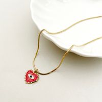 304 Stainless Steel Gold Plated Cute Commute Enamel Plating Heart Shape Eye main image 3