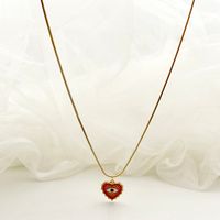 304 Stainless Steel Gold Plated Cute Commute Enamel Plating Heart Shape Eye main image 1