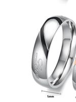 Simple Style Round Titanium Steel Plating Couple Rings sku image 1