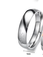 Simple Style Round Titanium Steel Plating Couple Rings sku image 2