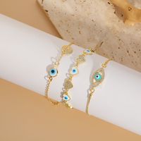 Elegant Luxurious Classic Style Heart Shape Eye Copper Enamel Plating Inlay Zircon 14k Gold Plated Bracelets main image 6