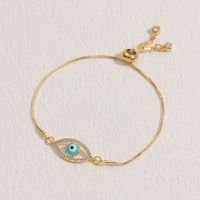 Elegant Luxurious Classic Style Heart Shape Eye Copper Enamel Plating Inlay Zircon 14k Gold Plated Bracelets sku image 2