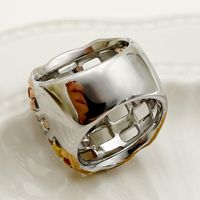 304 Stainless Steel 14K Gold Plated Rose Gold Plated Classical Vintage Style Plating Color Block Rings main image 3