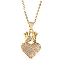 Elegant Queen Heart Shape Crown 201 Stainless Steel Steel Plating Inlay Zircon Women's Pendant Necklace main image 4