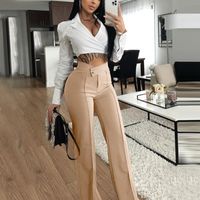 Women's Daily Street Casual Solid Color Full Length Straight Pants main image 1