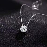 Elegant Round Copper White Gold Plated Zircon Solitaire Necklace In Bulk main image 6