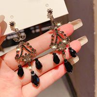 1 Pair Elegant Lady Korean Style Water Droplets Inlay Alloy Rhinestones Drop Earrings main image 3