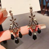 1 Pair Elegant Lady Korean Style Water Droplets Inlay Alloy Rhinestones Drop Earrings main image 4