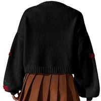 Women's Knitwear Long Sleeve Sweaters & Cardigans Jacquard Rib-knit Casual Cute Cherry main image 2