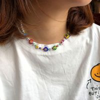 Vacances Fait Main Fleur Perlé Perle Artificielle Alliage Perlé Fait Main Femmes Collier main image 8