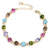 Simple Style Round White Gold Plated Rhinestones Glass Alloy Wholesale Bracelets main image 5