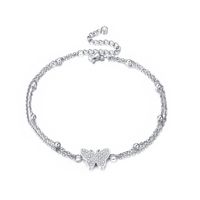 Simple Style Classic Style Butterfly Stainless Steel Inlay Zircon Women's Anklet main image 6