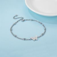 Simple Style Classic Style Butterfly Stainless Steel Inlay Zircon Women's Anklet main image 4