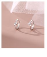 1 Paire Style Simple Couleur Unie Incruster Argent Sterling Zircon Des Boucles D'oreilles main image 4