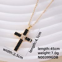 Wholesale Hip-Hop Luxurious Cool Style Cross 304 Stainless Steel Copper Inlay K Gold Plated Rhodium Plated Zircon Pendant Necklace sku image 1