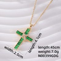 Wholesale Hip-Hop Luxurious Cool Style Cross 304 Stainless Steel Copper Inlay K Gold Plated Rhodium Plated Zircon Pendant Necklace sku image 3
