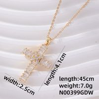 Wholesale Hip-Hop Luxurious Cool Style Cross 304 Stainless Steel Copper Inlay K Gold Plated Rhodium Plated Zircon Pendant Necklace sku image 4