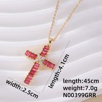 Wholesale Hip-Hop Luxurious Cool Style Cross 304 Stainless Steel Copper Inlay K Gold Plated Rhodium Plated Zircon Pendant Necklace sku image 5