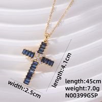 Wholesale Hip-Hop Luxurious Cool Style Cross 304 Stainless Steel Copper Inlay K Gold Plated Rhodium Plated Zircon Pendant Necklace sku image 6